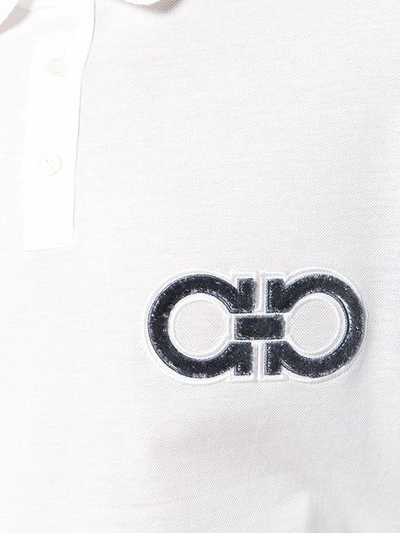 Shop Ferragamo Logo Patch Polo Top In White