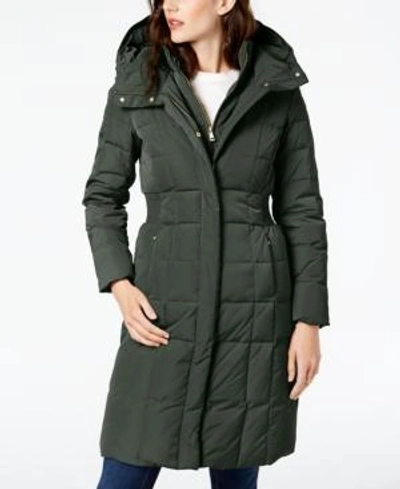 Shop Cole Haan Women's Box-quilt Down Puffer Coat In Forest