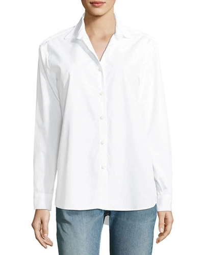 Shop Kule The Hutton Button-front Oversized Oxford Shirt In White