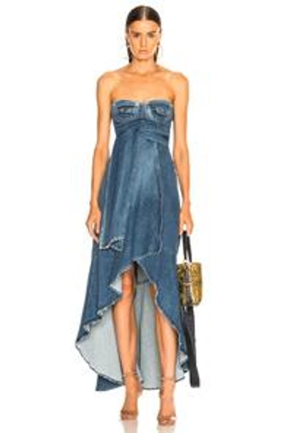 Shop Jonathan Simkhai Bustier Wrap Dress In Blue,denim Medium