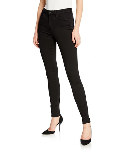 Shop L Agence Margot Coated High-rise Skinny Ankle Jeans In Black