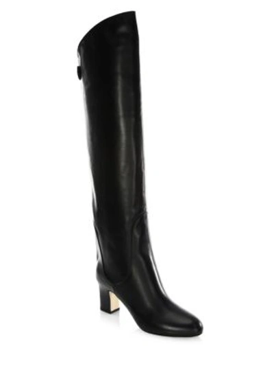 Shop Jimmy Choo Minerva 65 Leather Over-the-knee Boots In Black