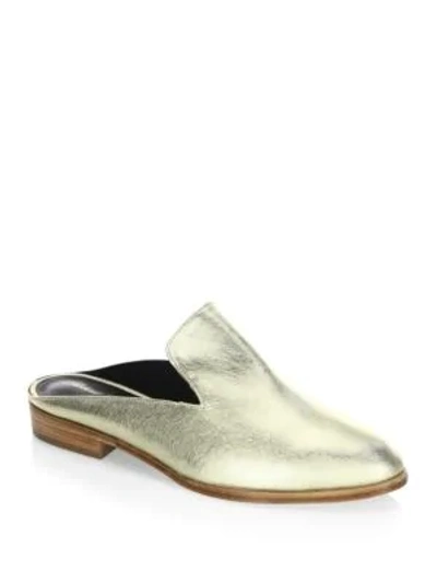 Shop Robert Clergerie Alice Metallic Leather Mules In Gold
