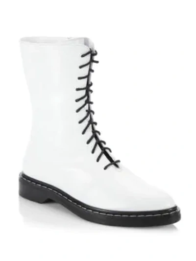 Shop The Row Fara Leather Combat Boots In White