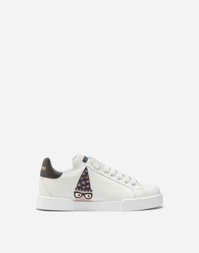 Shop Dolce & Gabbana Portofino Sneakers With Patch In White