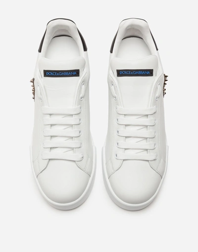 Shop Dolce & Gabbana Portofino Sneakers With Patch In White