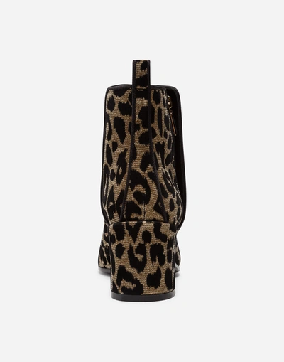 Shop Dolce & Gabbana Ankle Boots In Color-changing Leopard Fabric In Gold