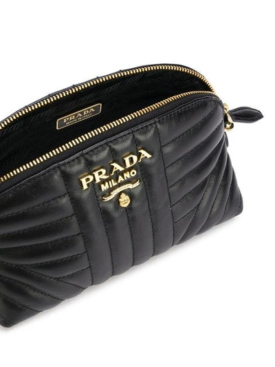 Shop Prada Quilted Zip Around Make-up Bag - Black