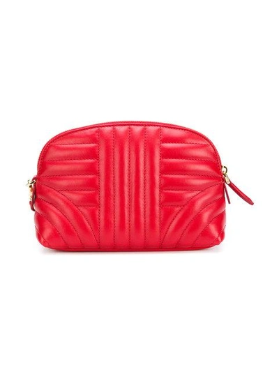Shop Prada Quilted Zip Around Make-up Bag - Red