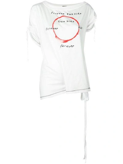 Shop Ann Demeulemeester Asymmetrisches 'kid Forever' T-shirt - Weiss