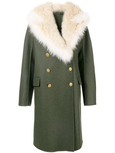 Shop Ermanno Scervino Fur Collar Coat In Green