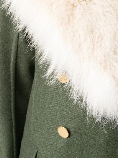 Shop Ermanno Scervino Fur Collar Coat In Green