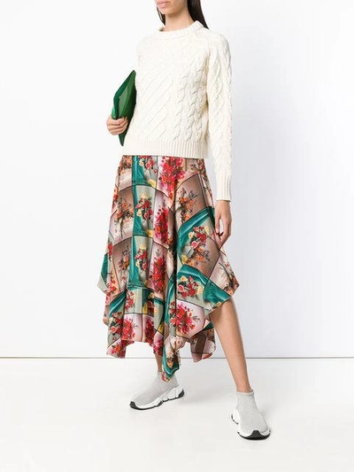 Shop Stella Mccartney Colour-block Asymmetric Skirt In Neutrals