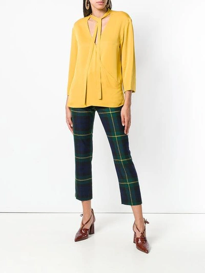Shop Theory Tie Front Wrap Blouse In Yellow