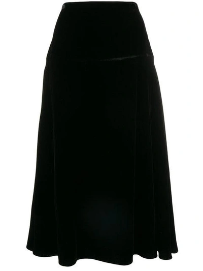 Shop Fendi Flared Midi Skirt In Black