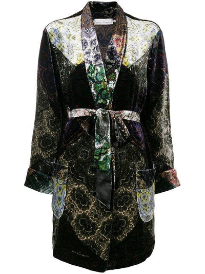 Shop Pierre-louis Mascia Embroidered Belted Coat - Black