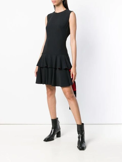 Shop Alexander Mcqueen Ruffle Fitted Mini Dress In Black