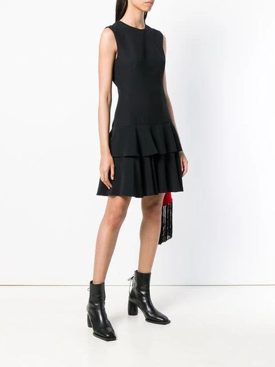 Shop Alexander Mcqueen Ruffle Fitted Mini Dress In Black