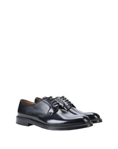 Doucal's Man Lace-up Shoes Midnight Blue Size 6.5 Soft Leather In Black