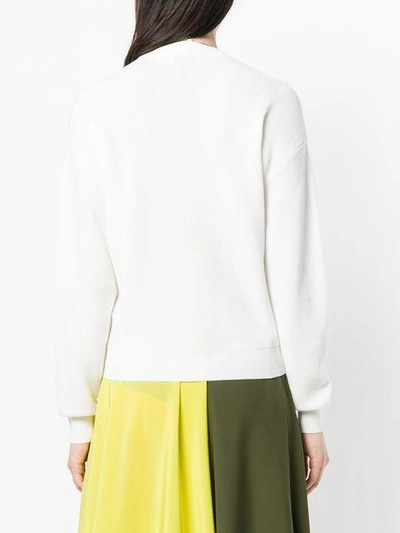 Shop Carven Draped Cable Sweater In White