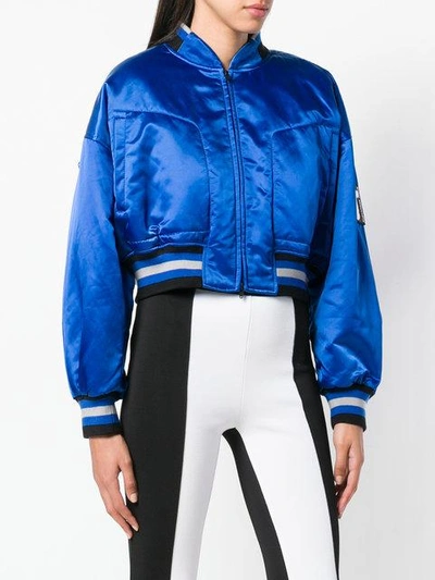 Shop Alexander Wang Cropped Bomber Jacket In Blue