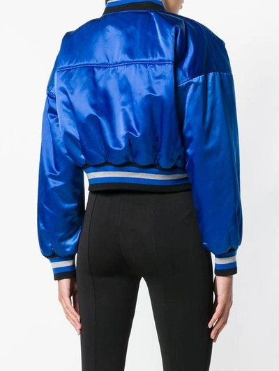 Shop Alexander Wang Cropped Bomber Jacket In Blue