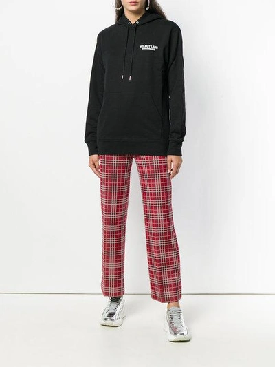 Shop Moncler Checked High-waist Trousers In Red