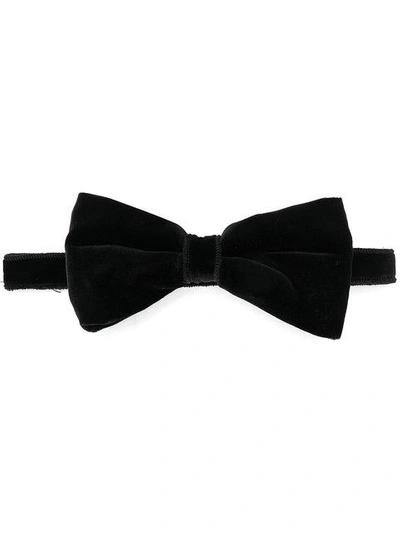 Shop Etro Velvet Bow Tie In Black