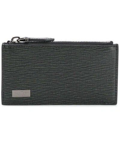 Shop Ferragamo Textured Zipped Card Holder In Black