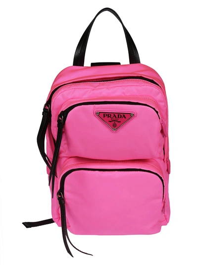Shop Prada Logo Plaque Backpack
