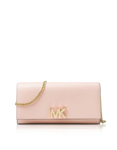 Shop Michael Kors Mott Leather Chain Wallet In Pale Pink