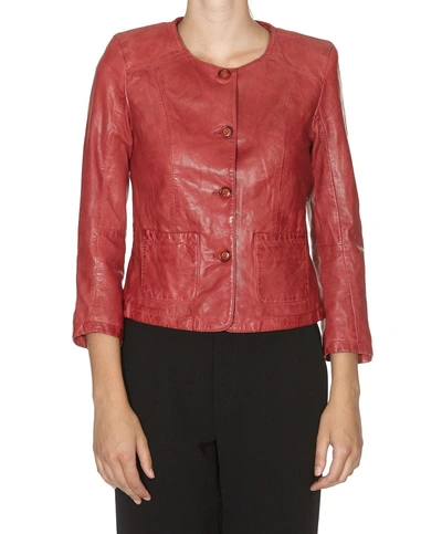 Shop Bully Leather Jacket In Red
