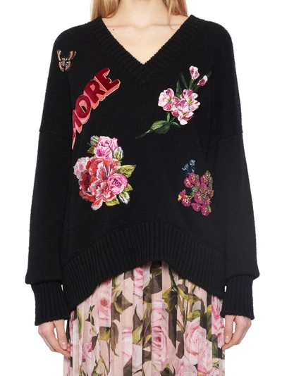 Shop Dolce & Gabbana 'amore' Sweater In Black