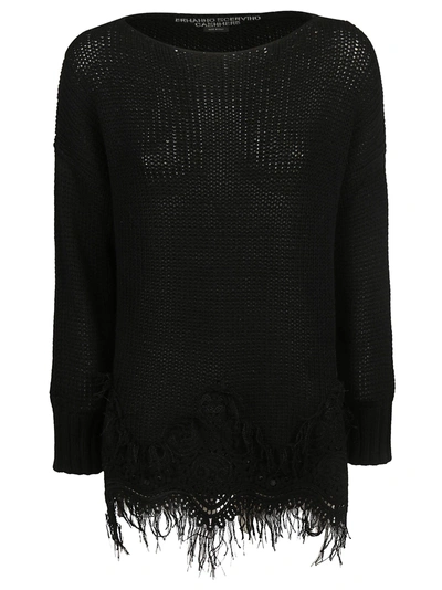 Shop Ermanno Scervino Fringed Sweater In Black