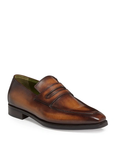 Shop Berluti Andy Leather Loafer, Tobacco