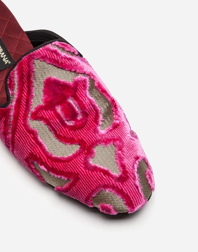 Shop Dolce & Gabbana Slippers In Velvet Brocade In Fuchsia