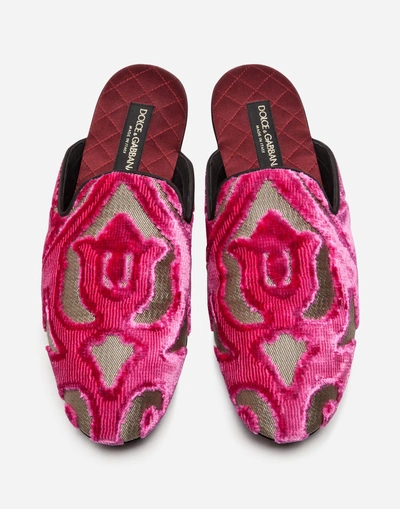 Shop Dolce & Gabbana Slippers In Velvet Brocade In Fuchsia
