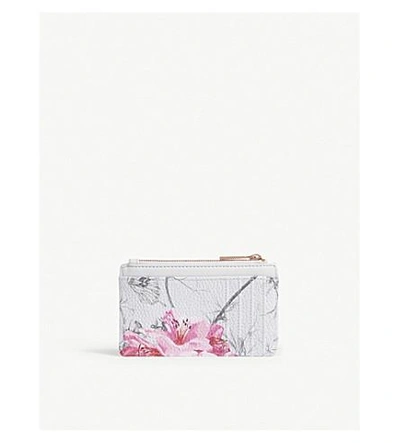 Shop Ted Baker Floral-print Mini Wallet In Grey