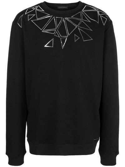 Shop Frankie Morello Geometric Design Sweatshirt In Black