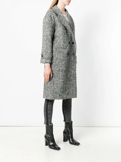 Shop Adaptation Double Breasted Tweed Coat - Black