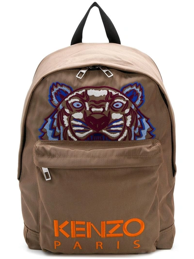 Shop Kenzo Tiger Backpack - Neutrals