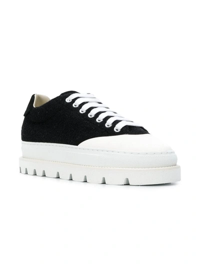 Shop Mm6 Maison Margiela Ridged Sole Sneakers - Black