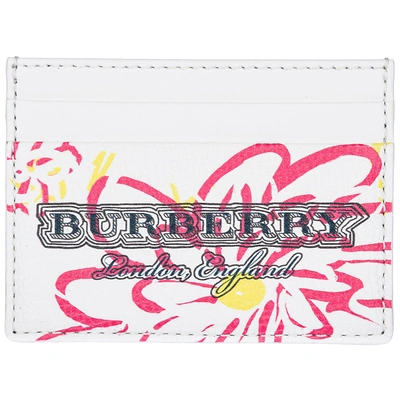 Shop Burberry Women's Genuine Leather Credit Card Case Holder Wallet Sandon In White