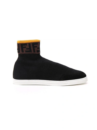 Shop Fendi Knitted Sock Boots In Black