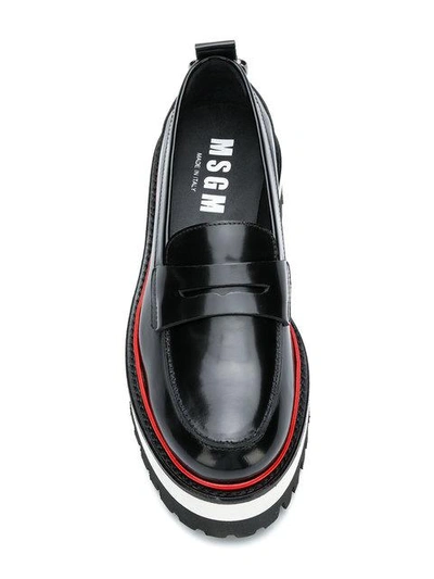 Shop Msgm Ridged Pltform Loafers - Black
