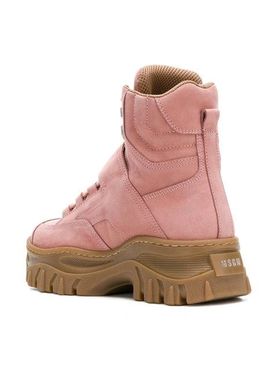Shop Msgm Ridged Sole Boots - Pink