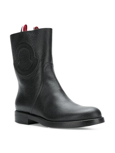 Shop Moncler Leather Boots In Black