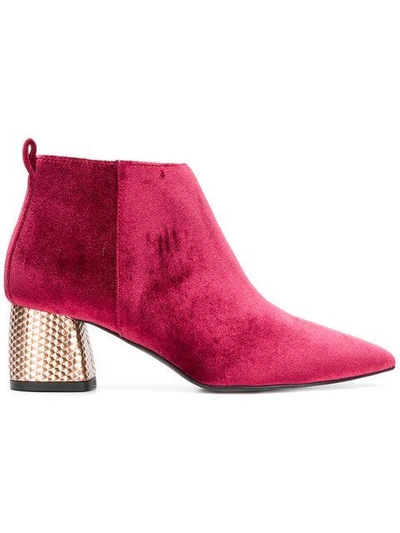 Shop Pollini Embellished Chunky Heel Boots - Pink