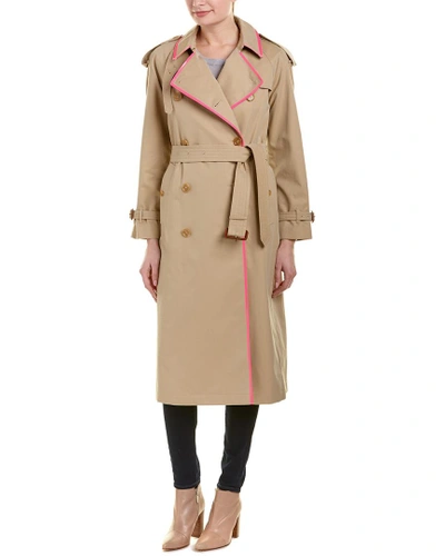 Shop Burberry Tape Detail Gabardine Trench Coat In Nocolor