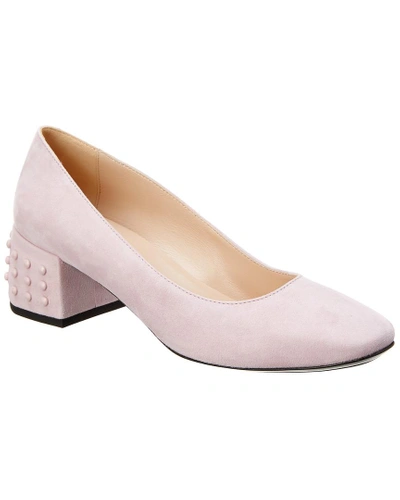 Shop Tod's Studded Suede Pump In Pink